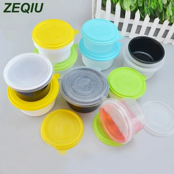 

50pcs Microwave heating Disposable round soup bowl with lid Dessert Cake Sauce container Leakproof takeaway container