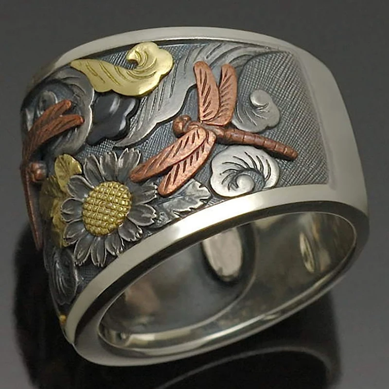 New Cute Little Dragonfly Ring Ring Personality Creative Banquet Ring Trend Party Ring Holiday Gift Ring