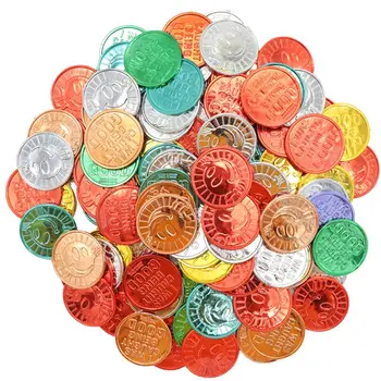 

Smile Face Pirate Gold Coins Plastic Set of 100,Play Gold Treasure Coins for Play Favor Party Supplies