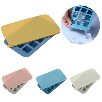 

Ice Cube Tray Silicone Ice Cube Mold Home Frozen Ice Tray Refrigerator Square Plastic Ice With Lid Ice Cream Maker Kitchen Bar