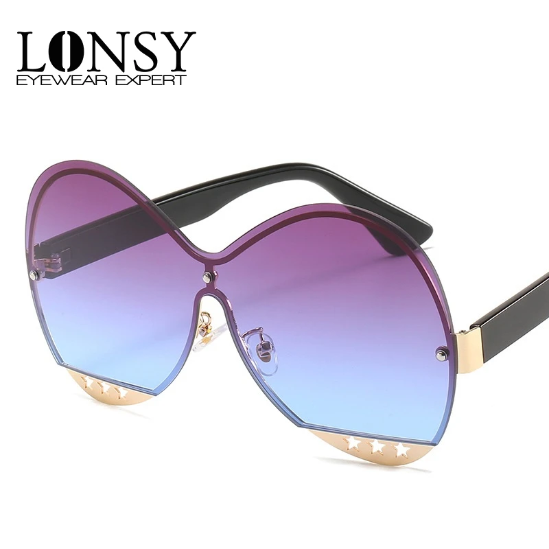 

LONSY Oversized Shades Women Sunglasses Retro Vintage Woman Sunglasses Big Frame Luxury Brand Eyewear Oculos De Sol Feminino