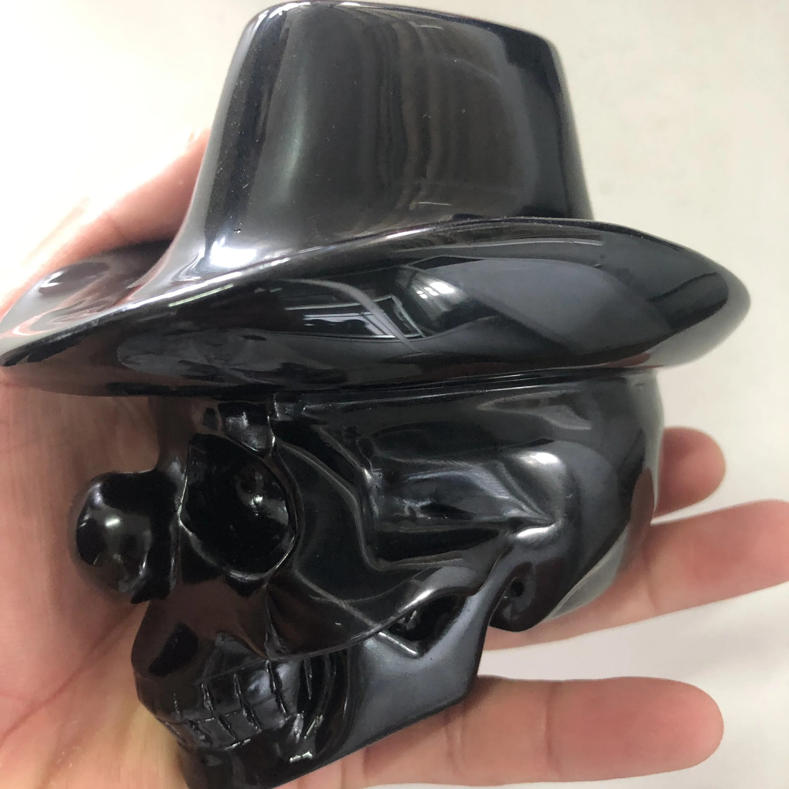 1 шт. натуральный обсидиан, ручная работа от master carvers, череп, исцеление