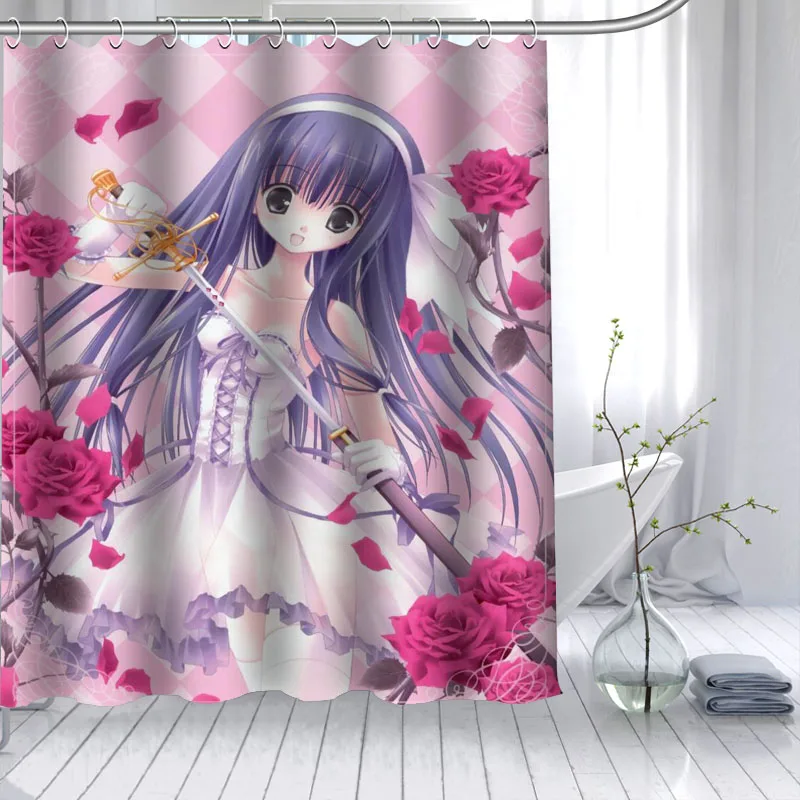 Полиэстер ткань аниме Tsukiyono Chakai занавеска для душа Современная Водонепроницаемая занавеска для ванной с крюком занавес для ванной подарок - Цвет: 3