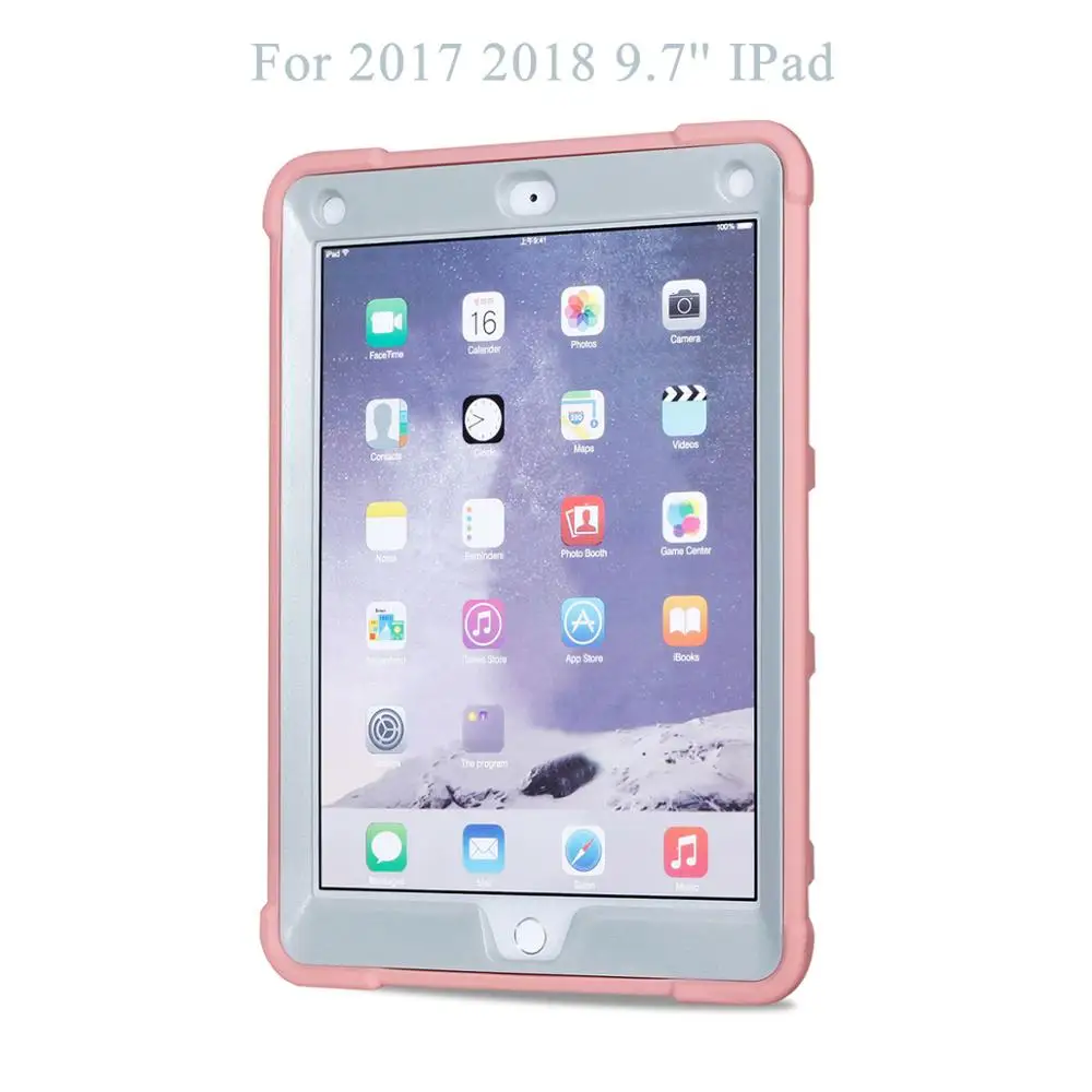 Бронированный Чехол для iPad 9,7 5-го 6-го поколения безопасный сверхпрочный силиконовый Жесткий Чехол для iPad 9,7 чехол для планшета - Цвет: Rose-Grey