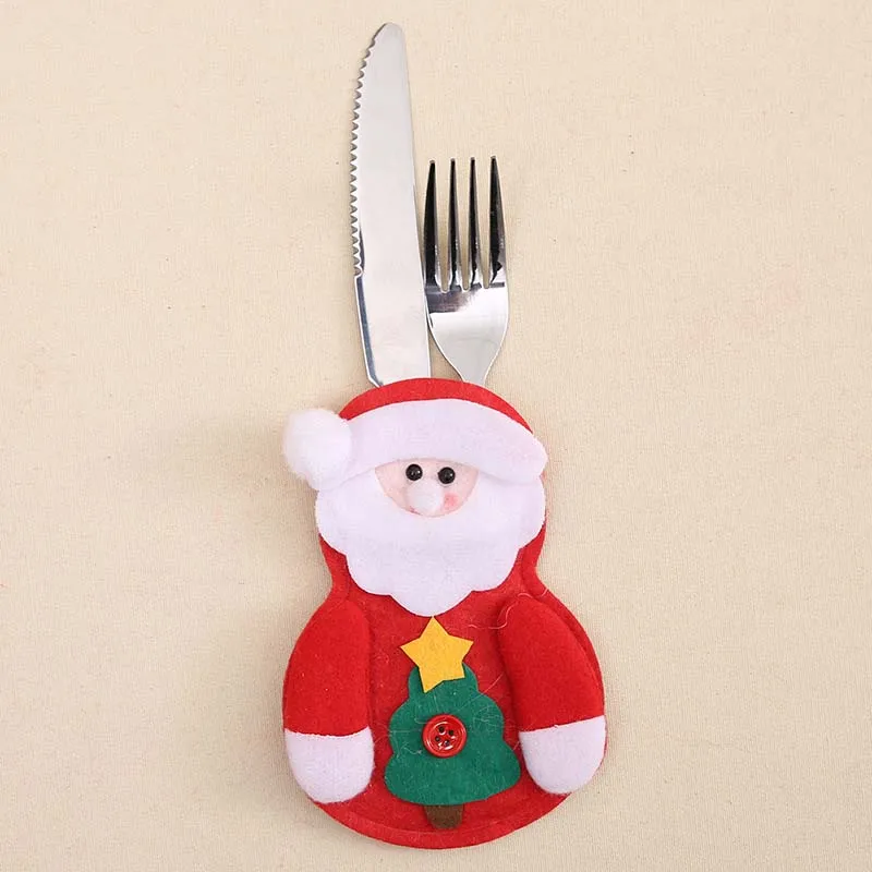 4 шт. рождественские столовые приборы держатель вилок для ножей Крышка для посуды Санта-Клаус кухонные рождественские украшения для дома navidad natal - Цвет: 4pcs Santa Claus