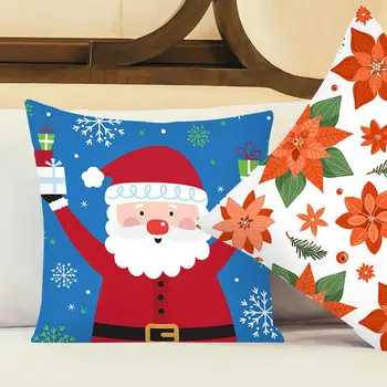 

2021 christmas decorations Xmas Santa Snowman Elk Flower Letter Pillow Case Cushion Cover Bed Car Decor navidad рождество