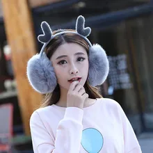 Calymel модные унисекс Женские теплые наушники, новинка, милые рога, меховые зимние теплые наушники, подарок, супер мягкие плюшевые наушники