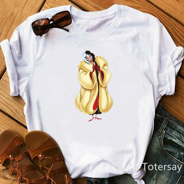 Women T Shirts Cruella De Vil Dogs Graphic T-shirt Female Clothes  Funny Cartoon T shirt Summer Tops Casual Oversized M1030
