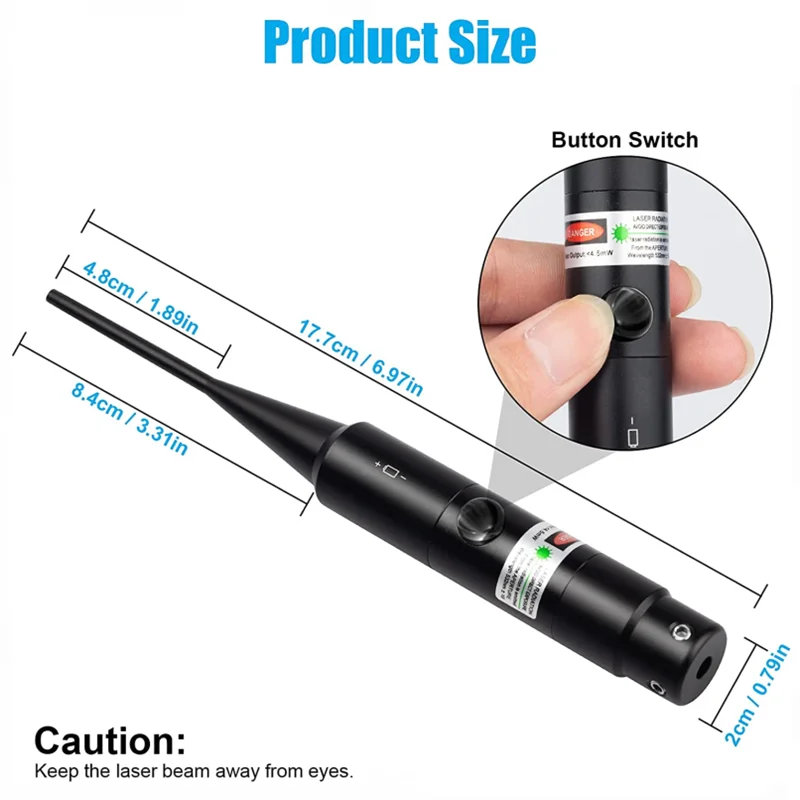 Laser Bore Sight Kit .177 .22 Caliber to .50 .64 Laser Collimator Universal Boresighter Battery Included