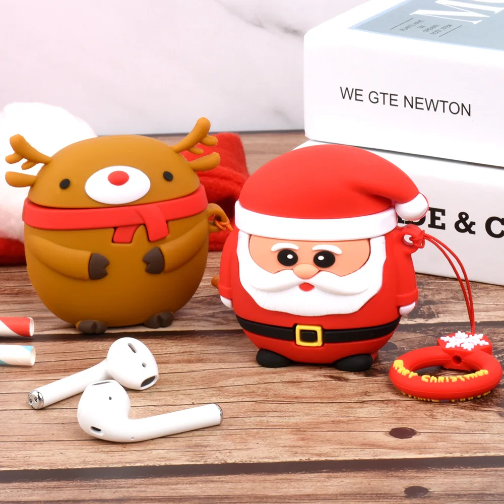 Рождественские милые аксессуары для Iphone Airpods чехол наушников Apple air pods 1/2