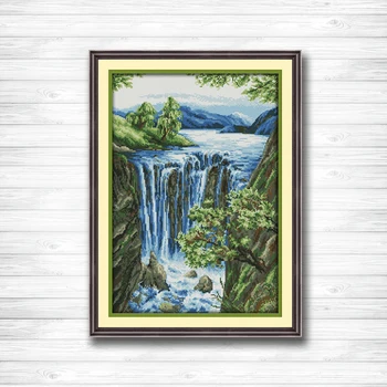 

Waterfall scenery painting dmc 14CT 11CT counted cross stitch Needlework Set Embroidery kits chinese cross stitch Home decor