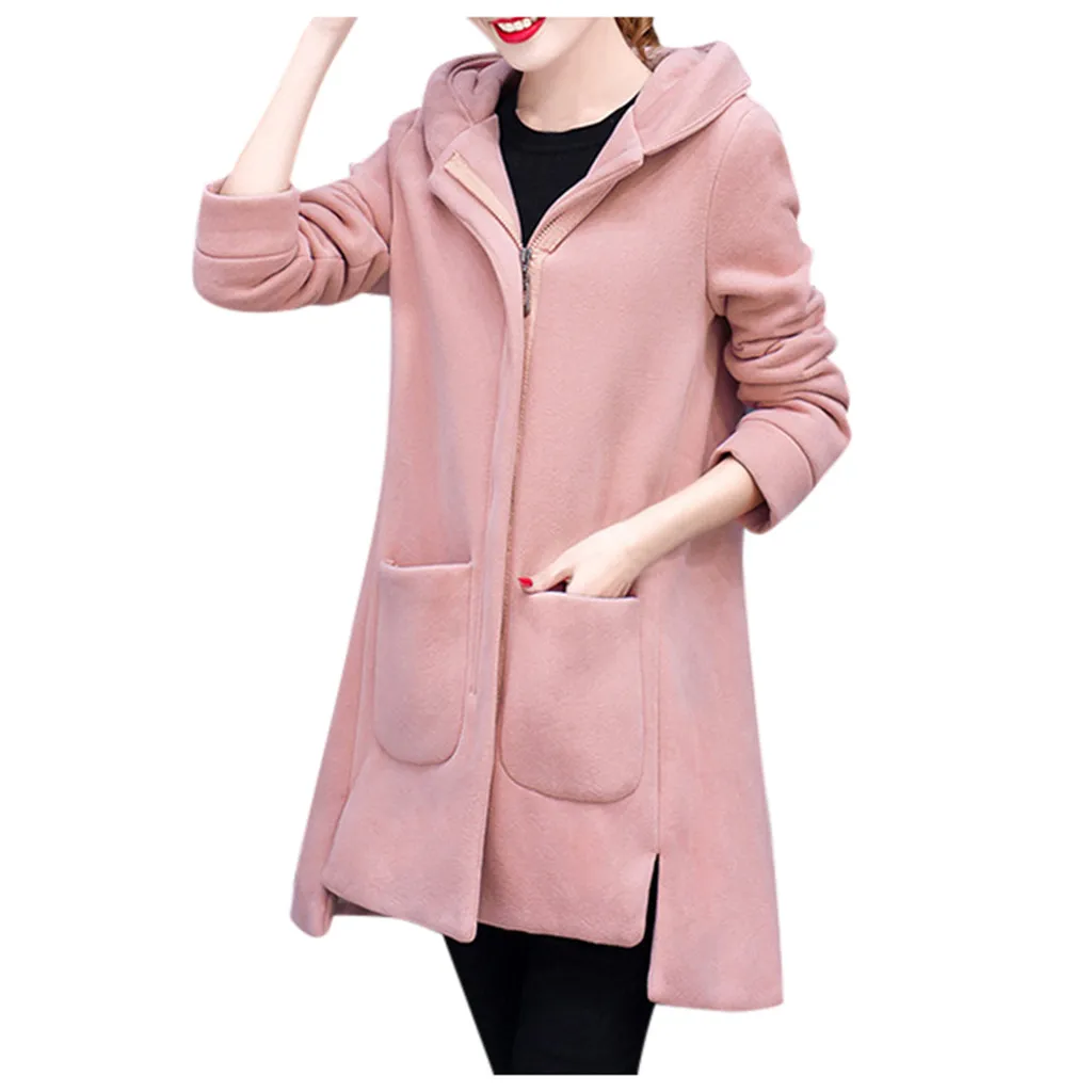 Лацкан Кашемир Шерсть Тренч длинное пальто зимнее пальто женское элегантное с капюшоном уличная фиолетовая верхняя одежда оверсайз cappotto donna