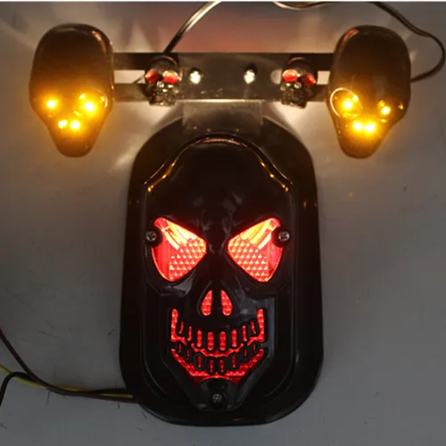 Мотоцикл черный череп Quad ATV интегрированный тормозной задний Стоп Хвост Сигнал поворота мигалка Индикатор светильник для Harley Honda Yamaha