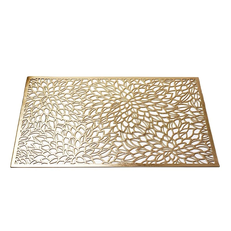 C-45x30cm Обеденный стол, подстилка, полый коврик для кухонной чашки, позолоченный подстаканник, прямоугольник, цветы гибискуса, подстилка под стол, коврик#8 - Цвет: C-45x30cm