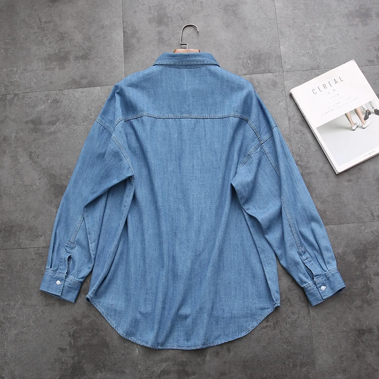 GOPLUS, женская рубашка с отложным воротником, джинсовая Блуза, уличная одежда, синие женские топы и блузки, Blusas Mujer De Moda