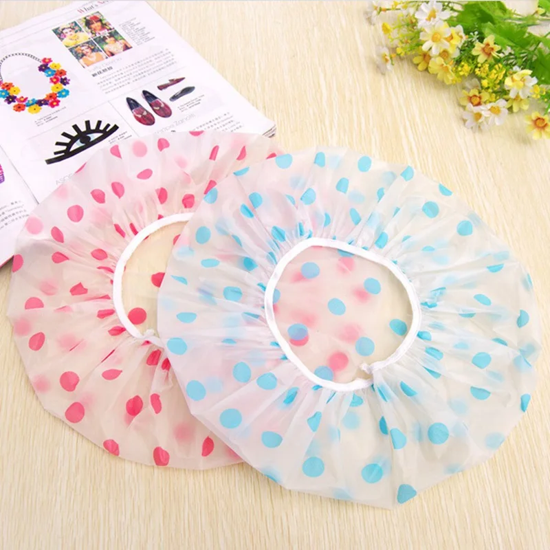 Новейшая Женская водонепроницаемая эластичная пластиковая шапочка для душа
