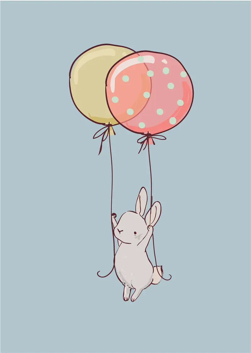 Cartoon-Animal-Nordic-Lovely-Canvas-Painting-Rabbit-Bear-Balloon-Cute-Decortion-Kids-Girl-Bedroom-Wall-Print (4)