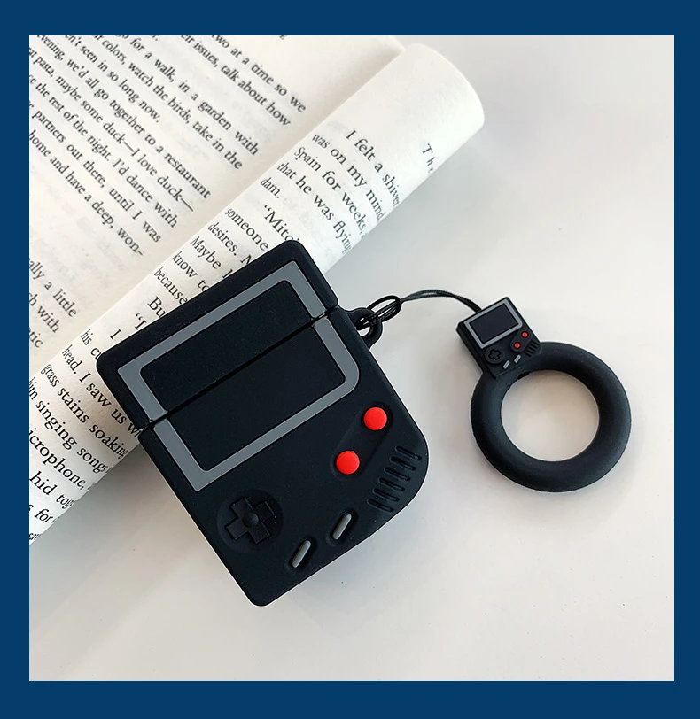 Black Милая игровая консоль для AirPods чехол силиконовый чехол для наушников для Apple гарнитура для AirPods защитный чехол для зарядки сумки - Цвет: Black