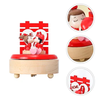 

1Pc Christmas Wooden Music Box Wedding Gift Household Layout Prop Decor (Red)