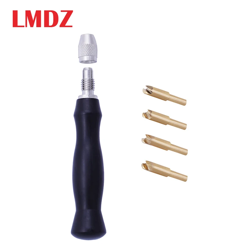 LMDZ 5 шт. набор шпателей с кожаными краями, 4 сменные латунные головной убор, пресс-Уплотнительная Машина 2-2,5-3-4 мм, кожаный инструмент