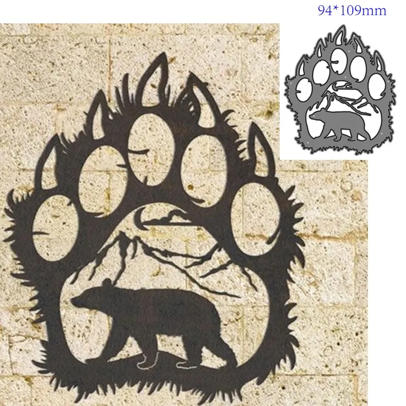Troqueles de corte de Metal, plantilla de corte, decoración de pata de oso Animal, molde artesanal para corte de papel, plantillas para perforar con cuchillas
