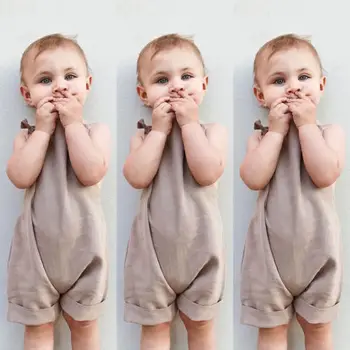 

2020 New Toddler Summer Khaki Overalls Children Clothes Kids Boy Girl Loose Bib Pants Romper Jumpsuit Playsuit Outfits Fit 0-3T