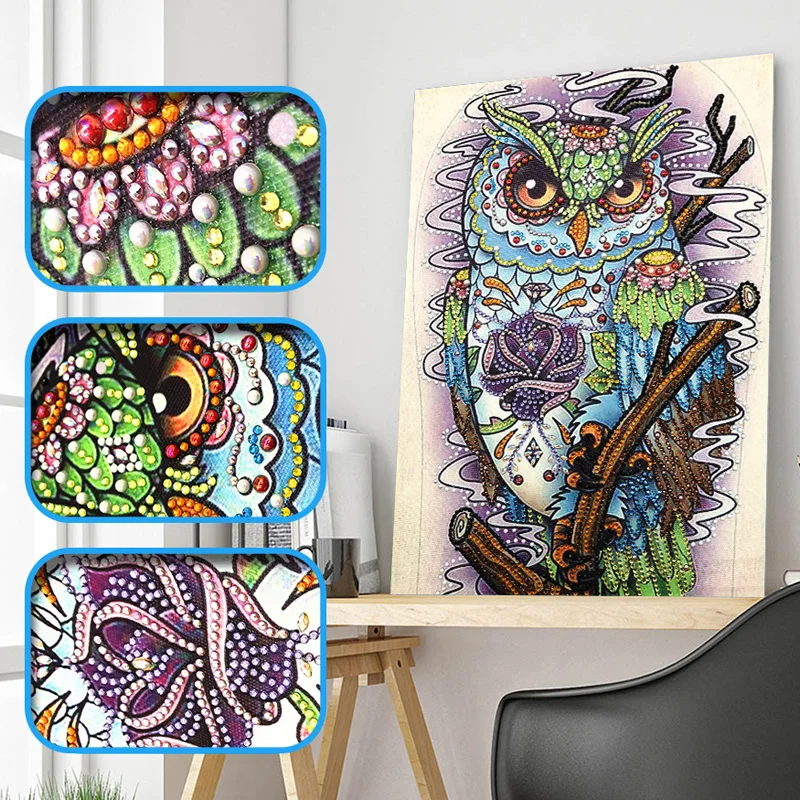 RUBOS DIY 5D Diamond Painting Owl Animal Pearl Diamond Embroidery Large Special Beads Rhinestone Pictures Mosaic New Sale Decor (3)