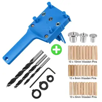 

NEW Woodworking Dowel Jig fits 6 8 10mm Drill Bits Wood Drilling Doweling Hole Saw Tools Handheld Drill Guide with Metal Sleeve