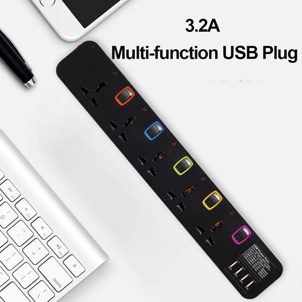 Мощность полосы Стабилизатор напряжения Multiprise Electrique Универсальный 5 выходы USB