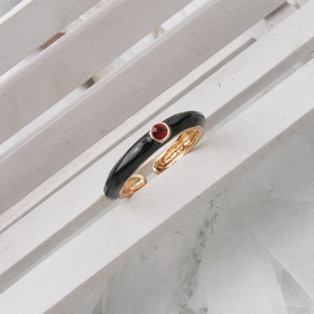 NeeFuWoFu Y2K Multicolor Enamel Dripping Oil Open Ring For Women, Adjustable  Gold Plated Chunky Finger Rings Party Jewelry Rose Red