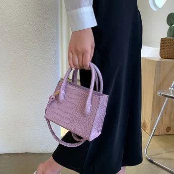 

Small Crocodile Pattern Solid Color PU Leather Crossbody Bags For Women 2020 Summer Lady Shoulder Handbags Female Simple Totes