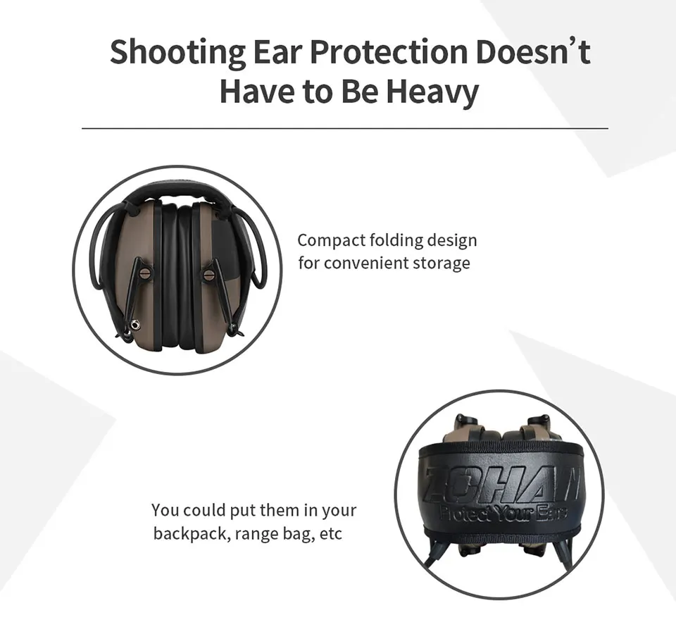 ZOHAN electronic hearing protection shooting Earmuffs Ear Protection Hunting protective Anti-noise headphone for women ear muff