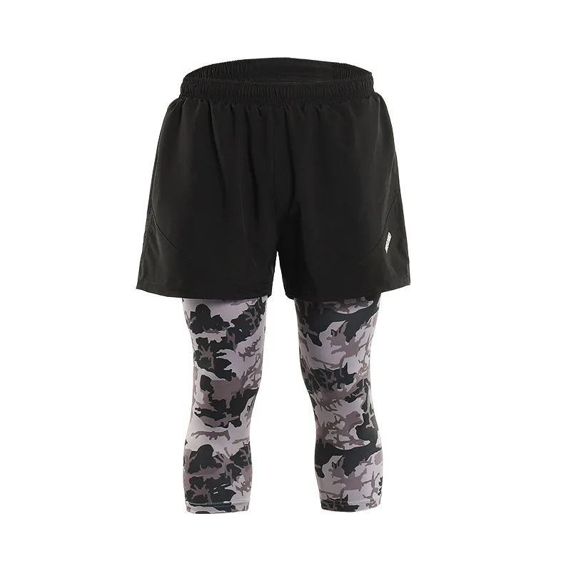 ARSUXEO мужские шорты 2 в 1 для бега с 3/4 компрессионные колготки тренировочные шорты для бега быстросохнущие дышащие 180 - Цвет: 180 camouflage gray