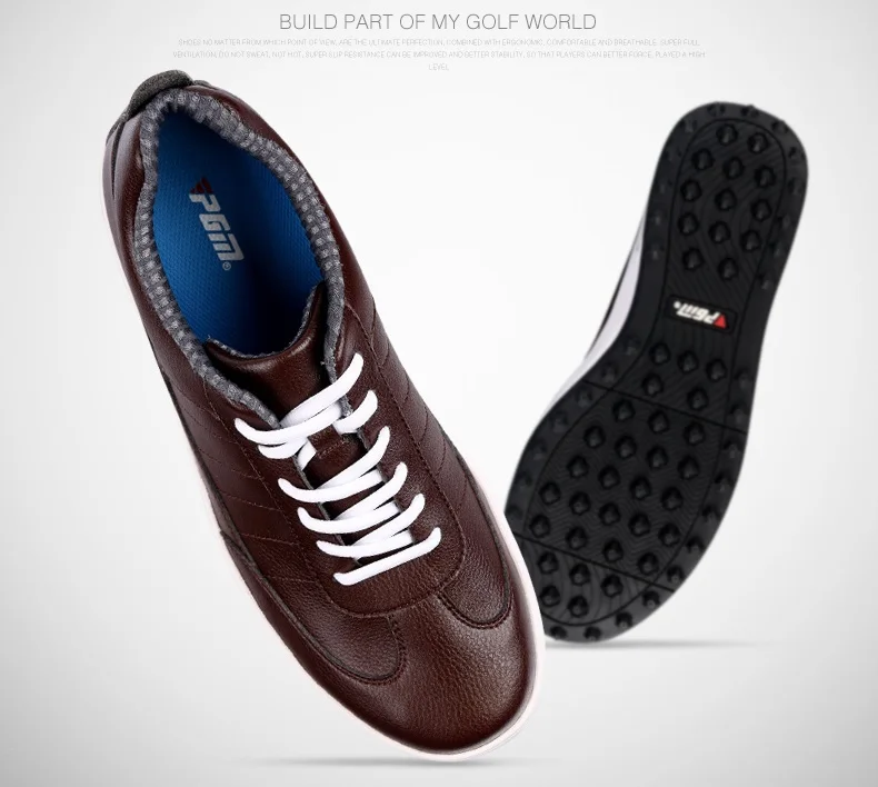 PGM Мужская обувь для гольфа из натуральной кожи водонепроницаемая обувь противоскользящие шипы спортивные кроссовки для гольфа вентиляционный дизайн