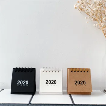 

2020 Simple Fashion Mini Black White Brown Series Desktop Calendar Dual Daily Schedule Table Planner Yearly Agenda Organizer