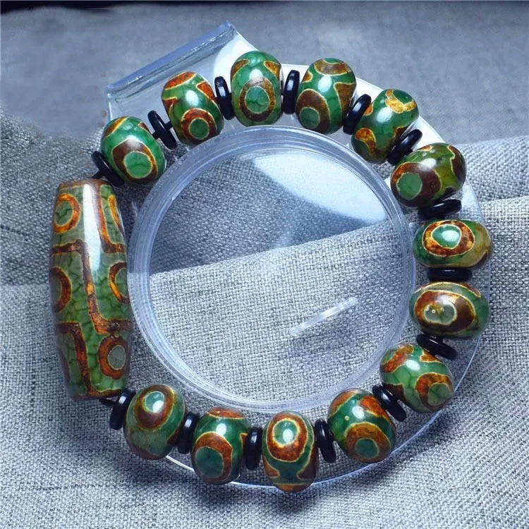 

Fidelity Natural Tibet Rough Stone Old Beads Bracelets ThreeEyed Nine Eye Agate Genuine Men Ore Jewelry Crystal Jade Certificate