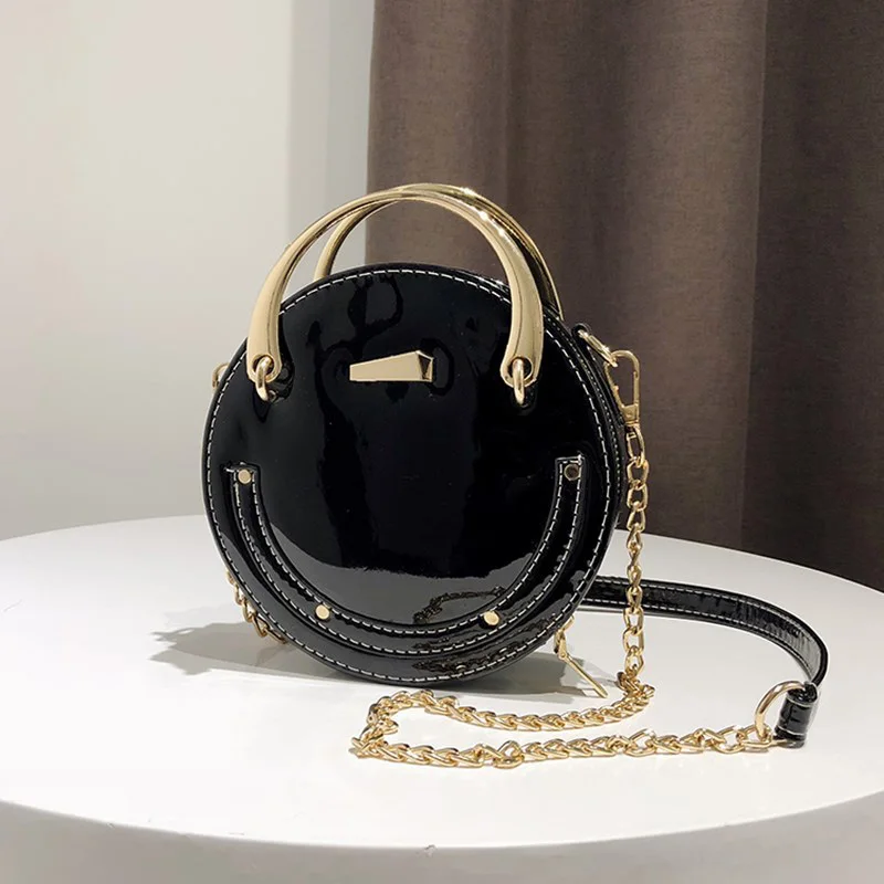 

New Women Round Handbag Circle Ring Shoulder Pack PU Laser transparent Clutch Bag Chain Ladies Jelly Crossbody Bags wholesale
