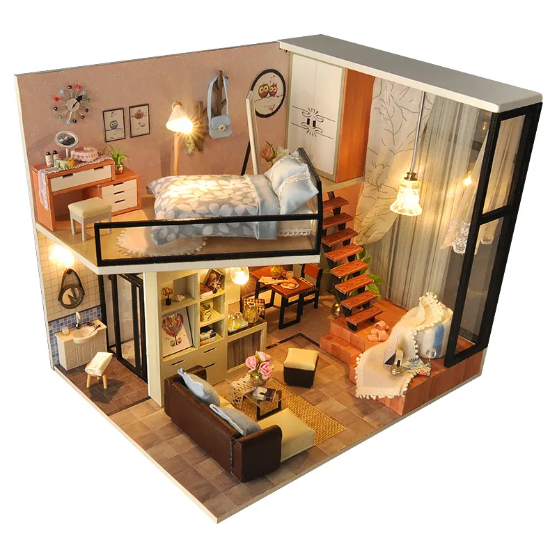 

Modern Villa DIY Hut Apartment Leisurely Court wei meng Handmade House Model Assembled Toys Birthday Gift Girl'S