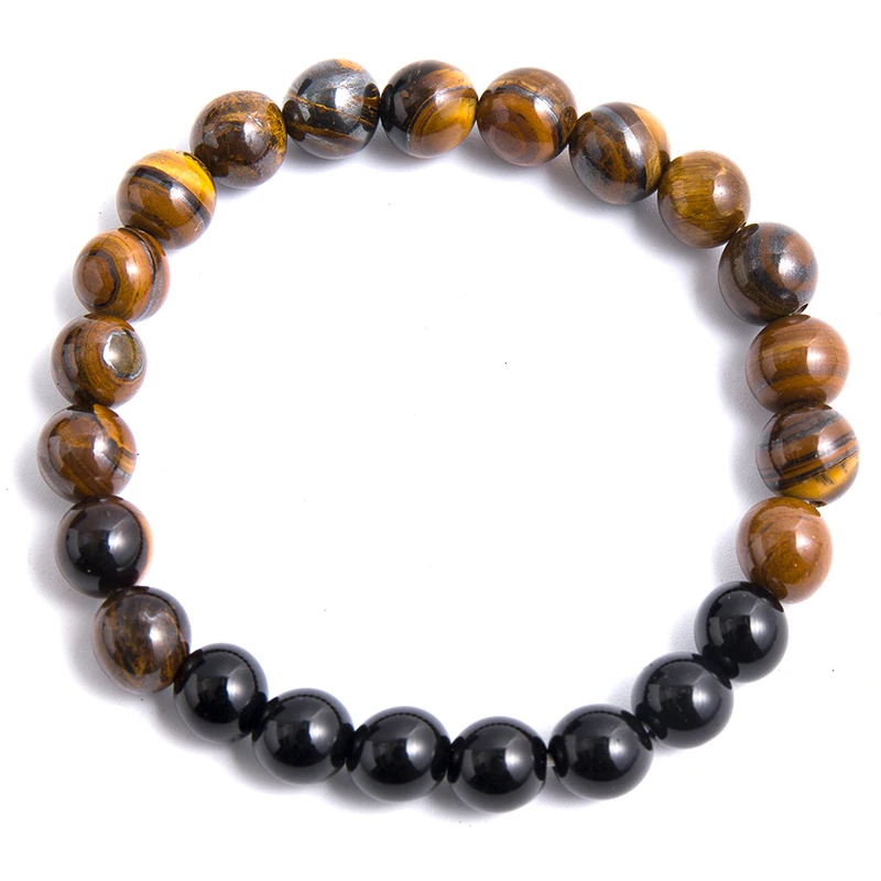 8mm occhi di tigre gialli naturali collana di onice nero meditazione Yoga gioielli 108 Japa Mala bracciale con perline set da uomo e da donna