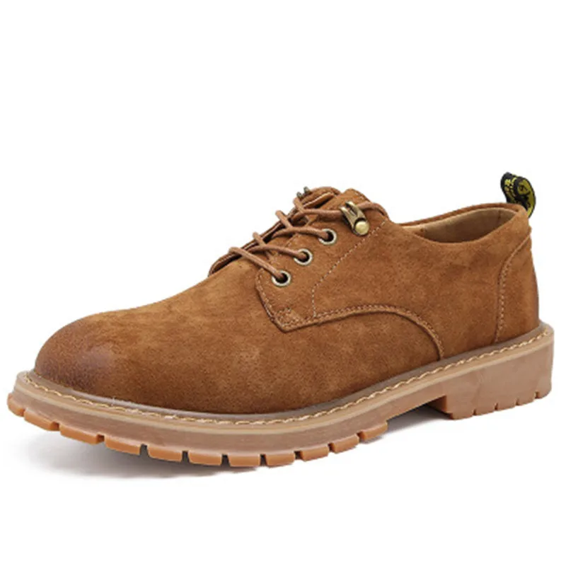 

Men Leather Martin Boots Short Low Ankle Boots 2017 Spring Autumn Vintage Work Shoes Brown Grey Platform Casual Shoe