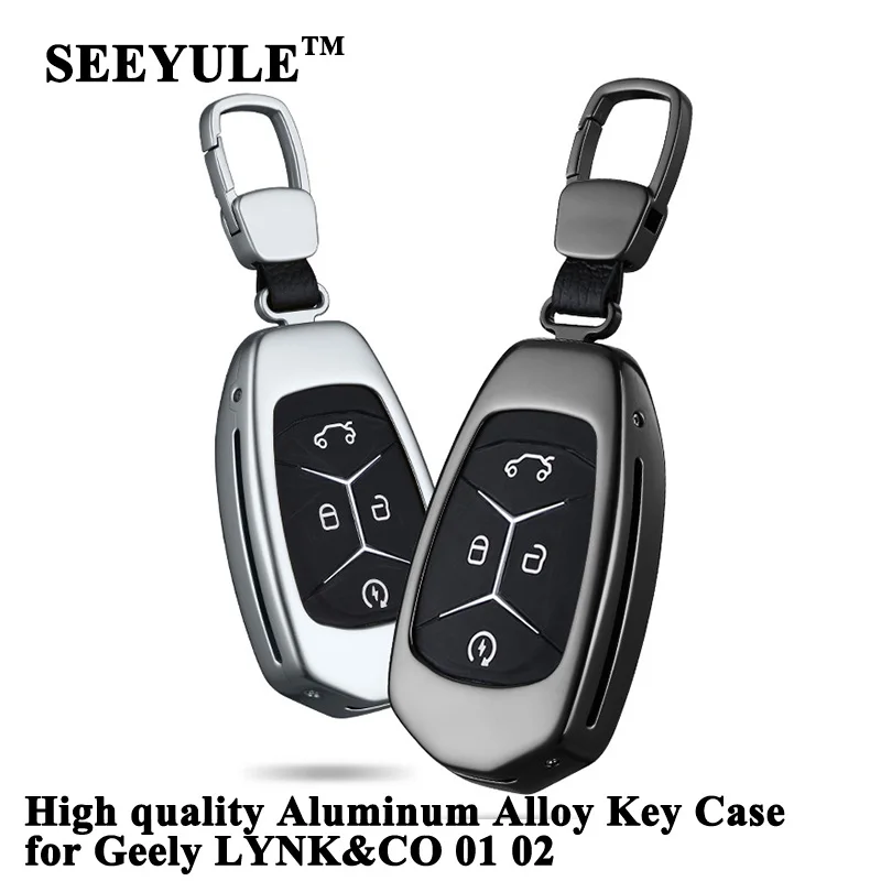 

1pc SEEYULE High quality Chinese Car Key Case Cover Aluminum Alloy Key Shell Organizer Accessories for Geely LYNK&CO 01 02