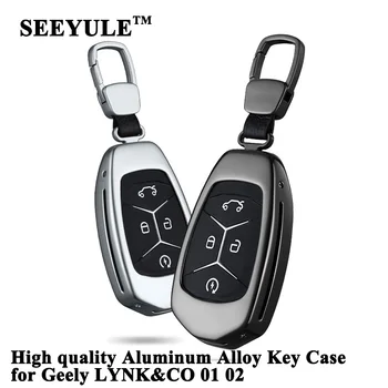 

1pc SEEYULE High quality Chinese Car Key Case Cover Aluminum Alloy Key Shell Storage Bag Organizer for Geely LYNK&CO 01 02