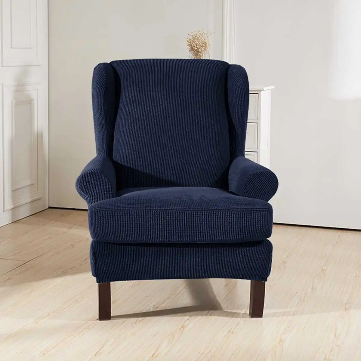 Dark Blue Наклонные ручки King Back эластичные чехлы на кресла кресло Wingback кресло крыло задняя крышка стула стрейч протектор SlipCover протектор - Цвет: Dark Blue