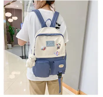 

Japanese ins wind backpack campus cute all-match school bag hit color College student backpack Korean version Women's backpack