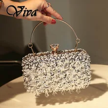 Женская вечерняя сумочка; клатч с кристаллами; свадебная сумочка; стразы; Сумка На Цепочке; сумка на плечо