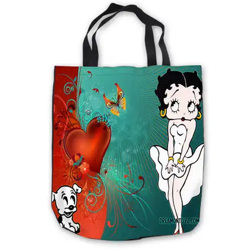 

Custom Canvas Betty Boop Tote Hand Bags Shopping Bag Casual Beach HandBags Foldable 180911-01-LUQI Betty
