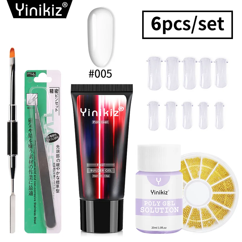 Yinkiz, 6 шт., полигелевый УФ-гель, камуфляжный, для ногтей, полигель, желе, кристалл, для наращивания пальцев, гель, акриловый гель, твердый, строительный гель, набор - Цвет: S12505