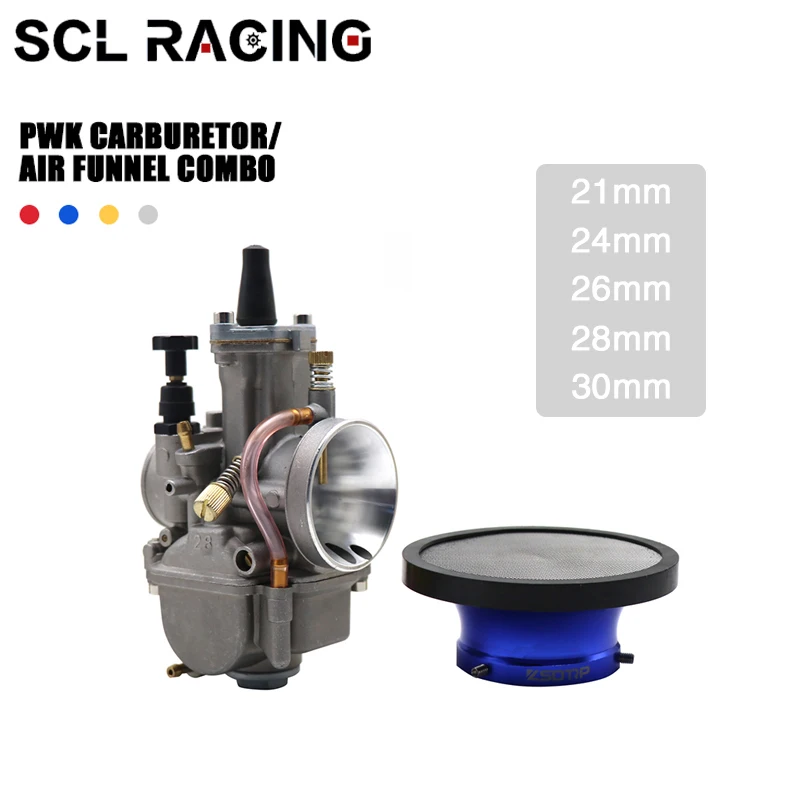Alconstar Pwk 2T 4T Carburatore 21 24 26 28 30Mm + 50Mm Filtro Aria Con Rete Per Atv Buggy Quad Dirt Bike