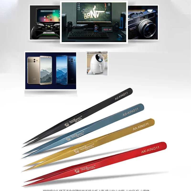 Tweezer Tool Precision Tweezers Phone Repair Tweezers MECHANIC Bent/Sharp Point Ultra Fine Tweezers High Tenacity Durable Forceps for SMD PCB BGA Motherboard Micro Repair Tools