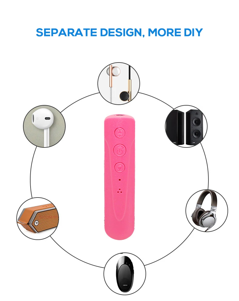 Audio Receiver Bluetooth 4.2 Adapter Collar Clip 3.5mm Jack Hands Free AUX Car Speaker Headset Audio Receiver Compatible Camera